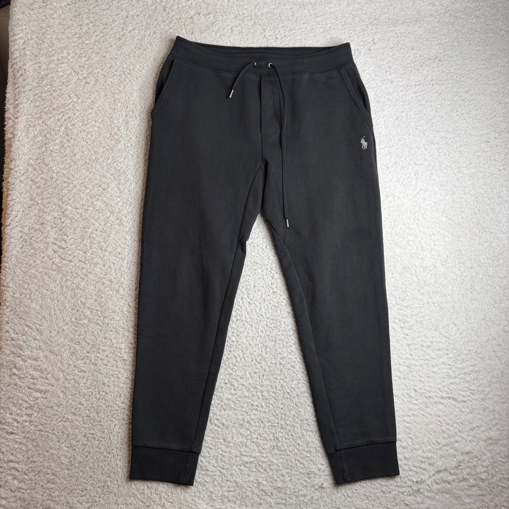 Polo Ralph Lauren Mens Black Double Knit Jogger Sweatpants Size M Pony Logo